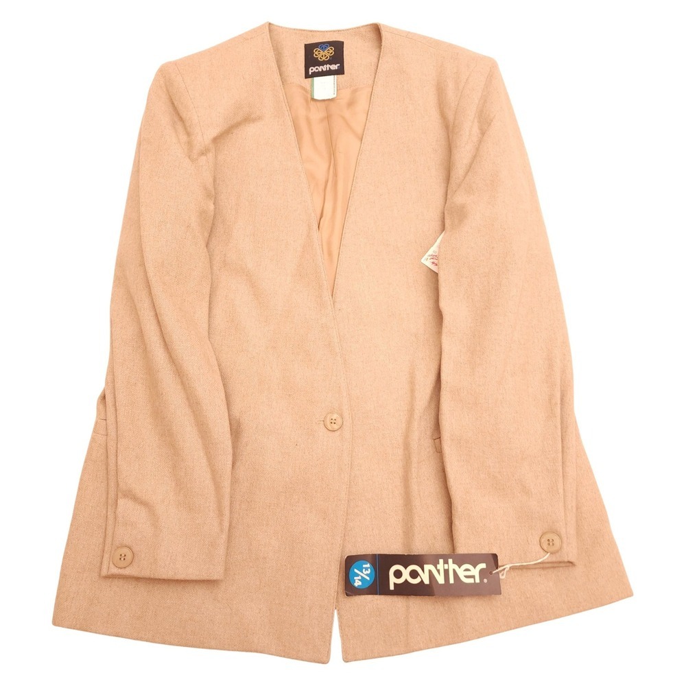 NWT Vintage Panther Camel Wool Blazer Jacket Women 13/14 Tan Deadstock Old Money - Picture 2 of 10